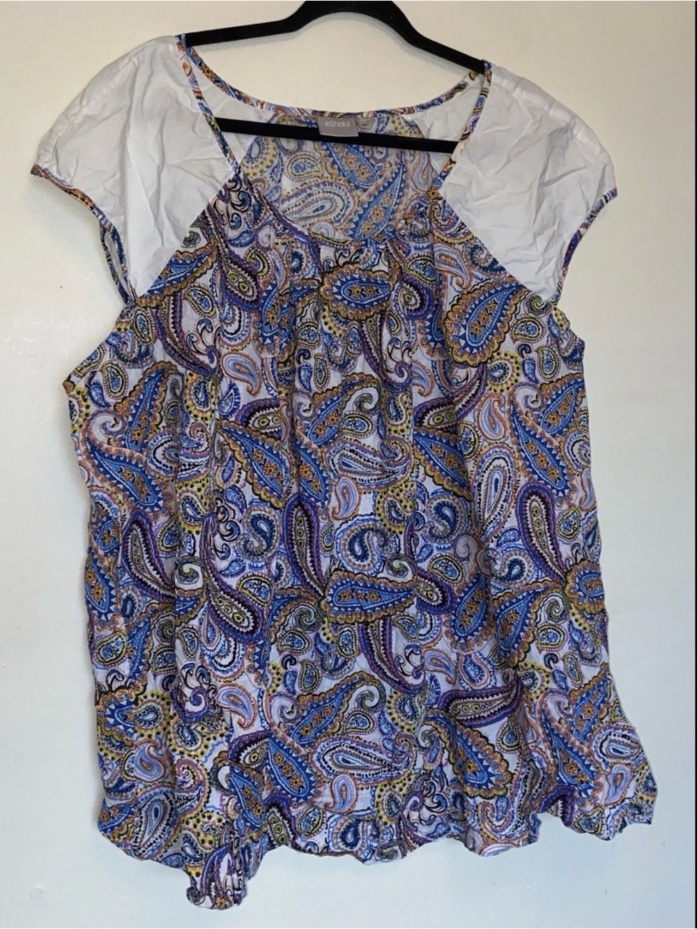 eShakti Boho Floral Top Sz 5X Paisley 100% Cotton Sleeveless Peasant Relaxed Fit